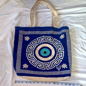 Aria Blue and Cream evil eye Tote Bag